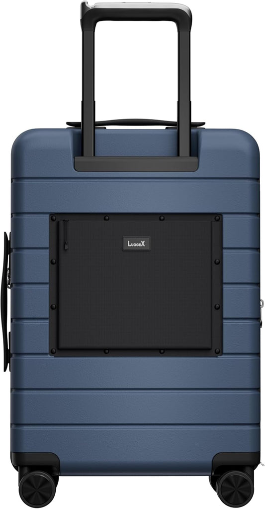 LUGGEX Carry On Luggage HUP3, Accelerate Access with DiHook, Handy Pouch, 20 inch Expandable Hard Shell Suitcases with Spinner Wheels (HX-Core, Nautical Blue)