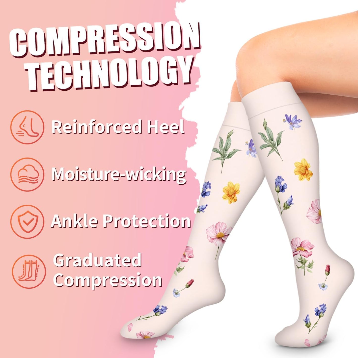 Bluemaple Compression Socks for Women & Men Circulation (6 Pairs) 15-20 mmHg is Best Support for Athletic Running Cycling