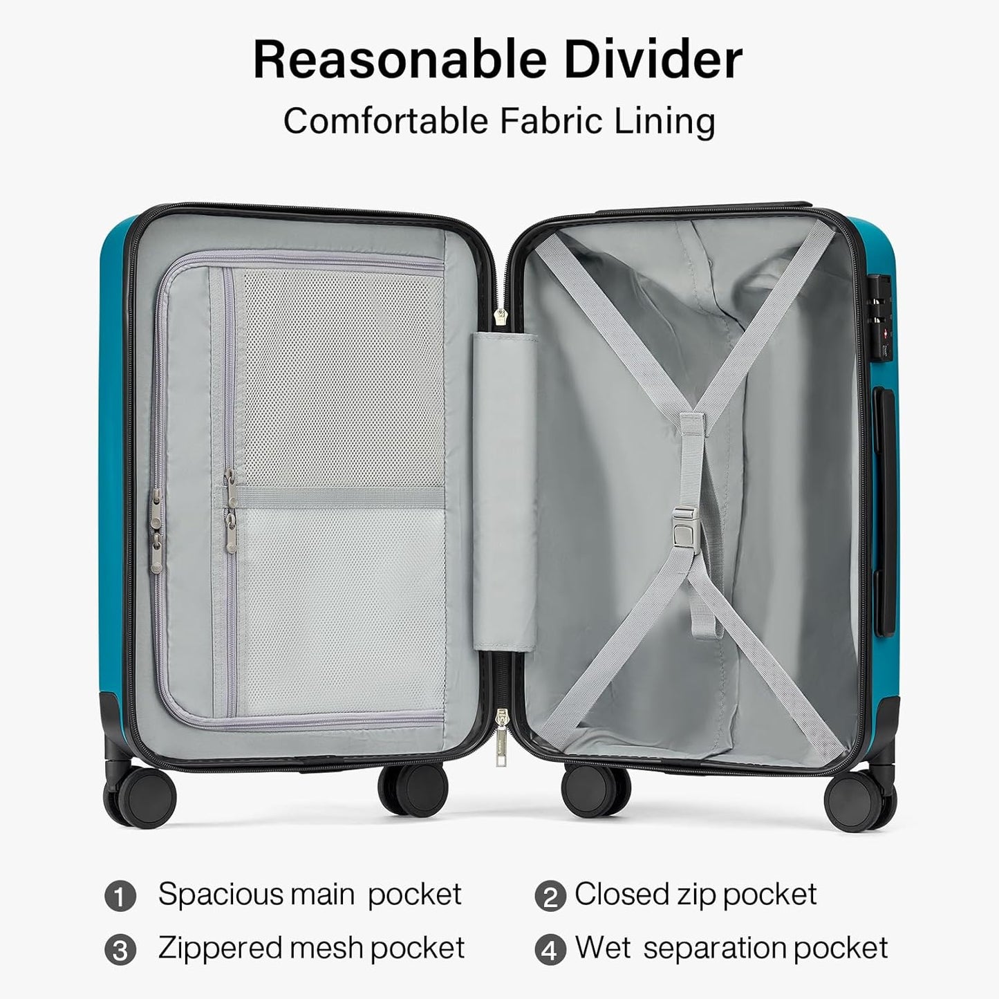 Hanke 2 Piece Hard Shell Luggage Sets with Spinner Wheels Carry On suitcase Set Checked Large Luggage Lightweight Travel Luggage for Men Women(20/28 Inch, Caribbean Blue)