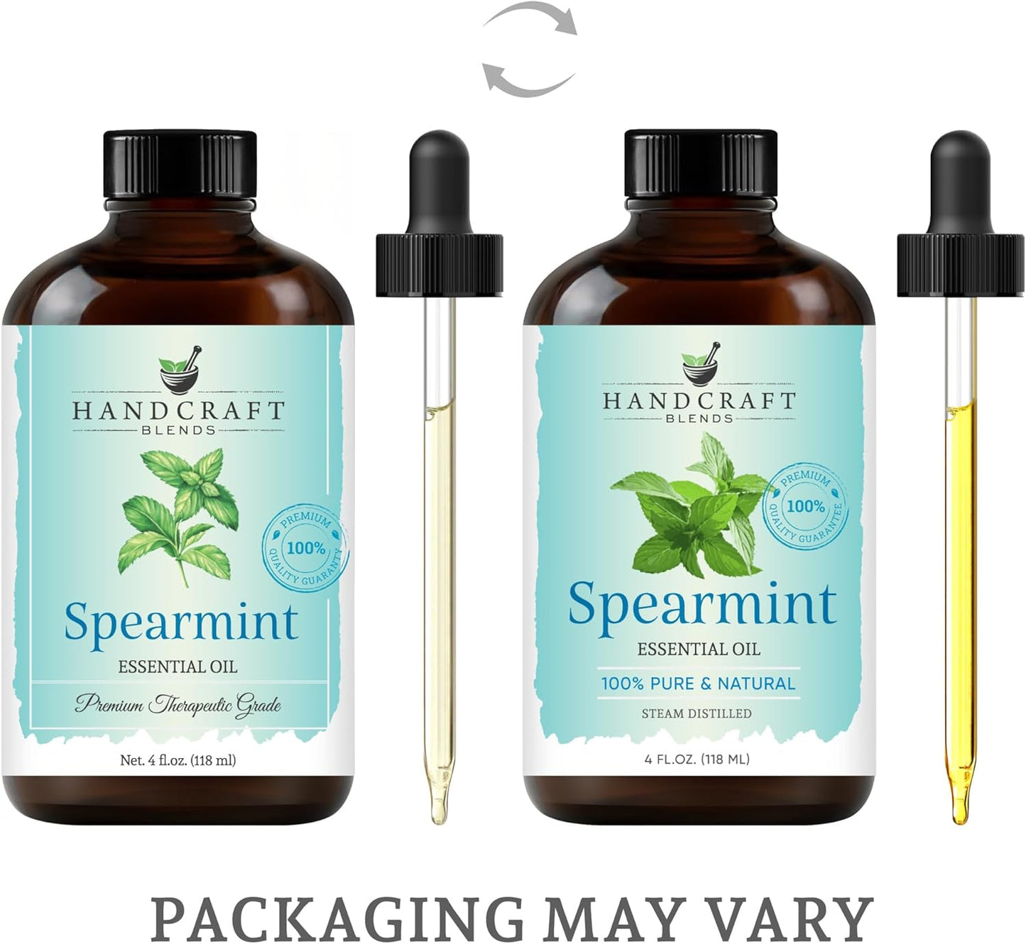 Handcraft Blends Spearmint Essential Oil – Huge 4 Fl Oz – 100% Pure and Natural – Premium Grade Essential Oil for Diffuser and Aromatherapy, Skin, Massage, Candle and Soap Making Fragrance