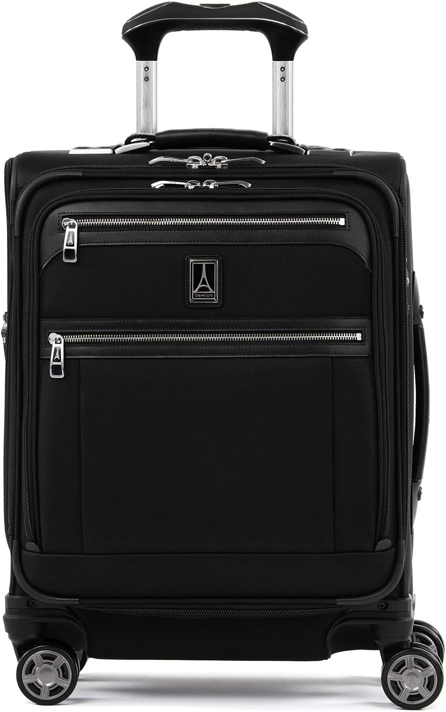 Travelpro Platinum Elite Softside Expandable Carry on Luggage, 8 Wheel Spinner Suitcase, USB Port, Men and Women, International, Shadow Black, Carry On 19-Inch