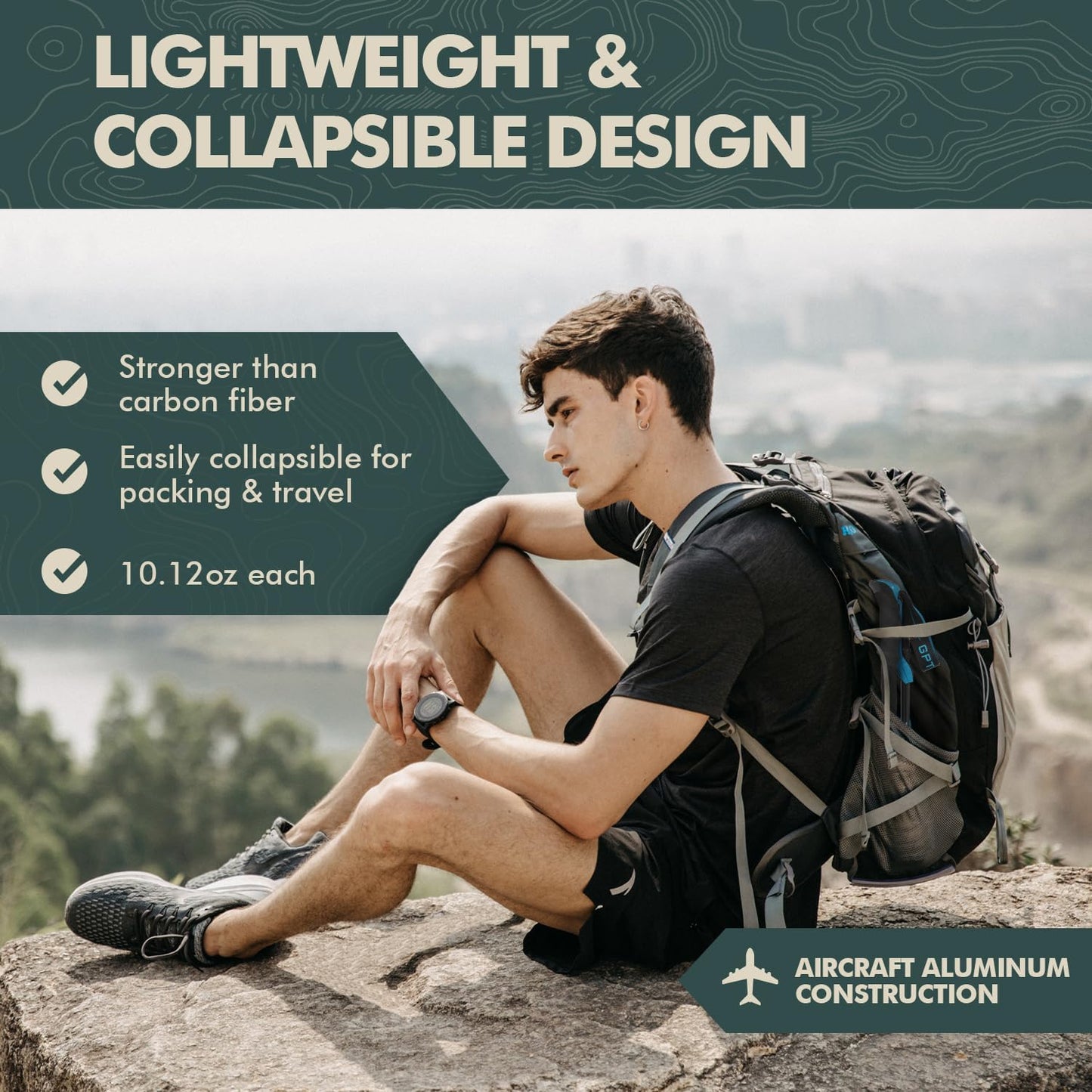 GPTCAMP Hiking Stick,1PC Trekking Pole Collapsible Hiking Pole,Lightweight Folding Adjustable Travel Walking Stick with EVA Foam Grip for Men Women,Blue