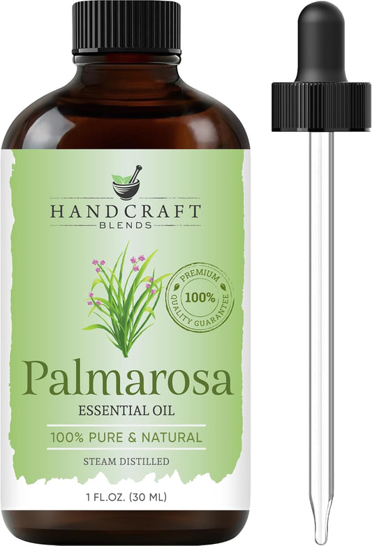 Handcraft Blends Palmarosa Essential Oil – 1 Fl Oz – 100% Pure and Natural – Premium Grade Essential Oil for Diffuser and Aromatherapy, Skin, Massage, Candle and Soap Making Fragrance