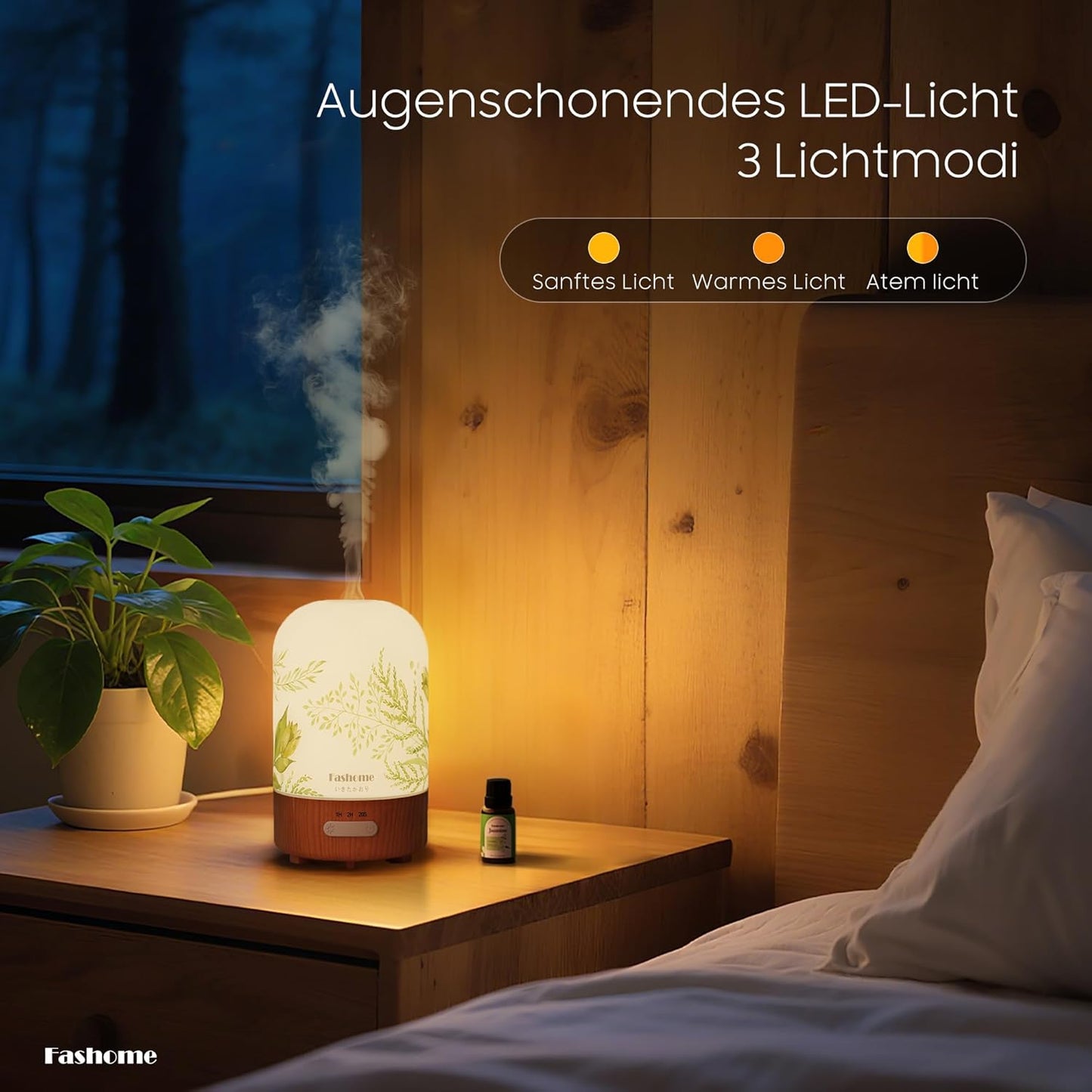 Essential Oil Diffuser with Jasmine Oil, 100ml Ultrasonic Aromatherapy Humidifier, 6 in 1 Scent Vaporizer with Timer and Auto-Off (Summer-Jasmine)