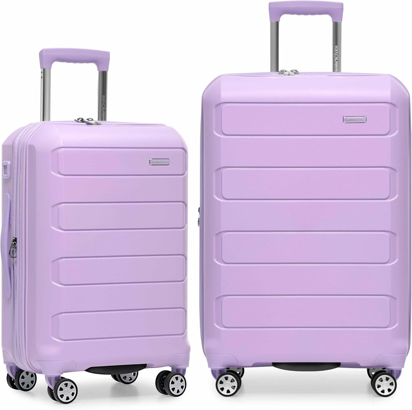 Traveler's Choice Pagosa Indestructible Hardshell Expandable Spinner Luggage, Lavender, 2-Piece Set (22/26)