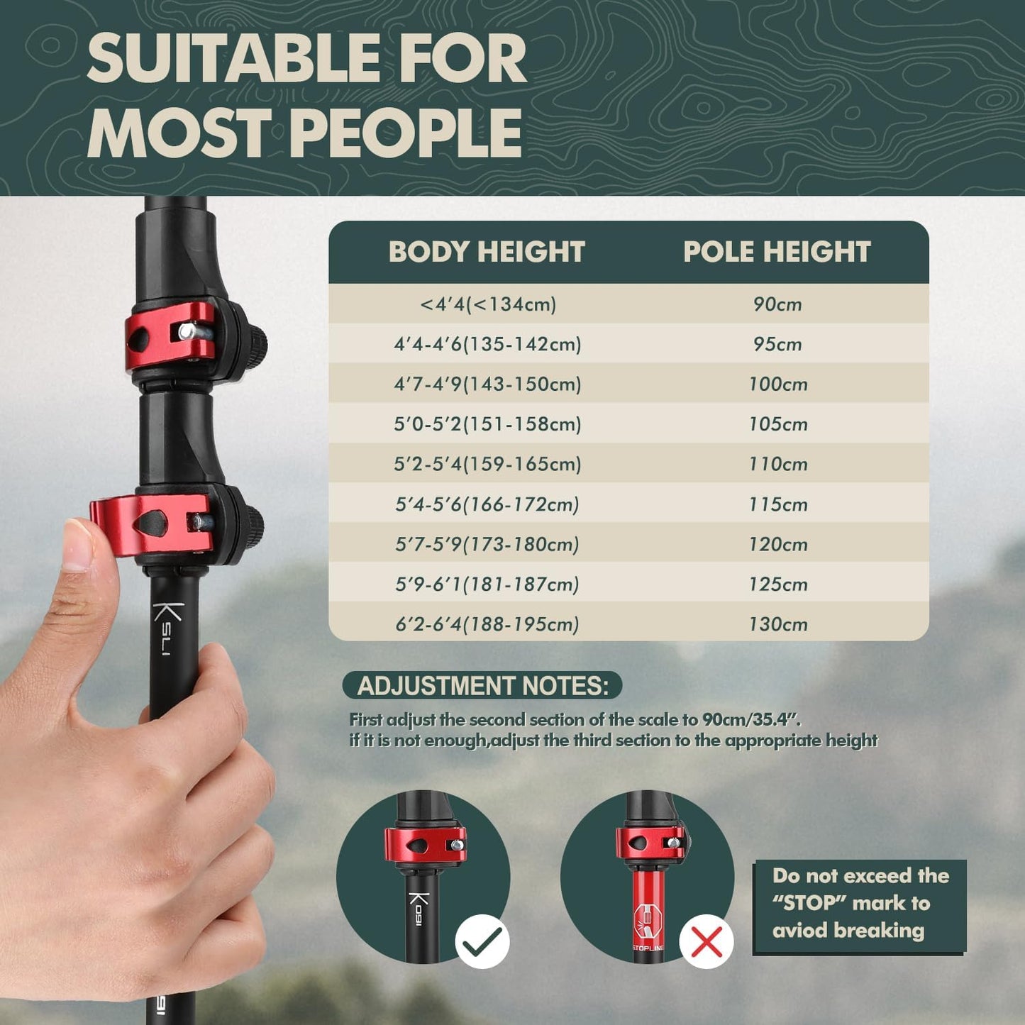 GPTCAMP Walking Sticks,Trekking Poles Collapsible Hiking Poles,Lightweight Folding Travel Walking Pole for Men Women,2pc Adjustable Hiking Stick with EVA Foam Grips for Backpacking