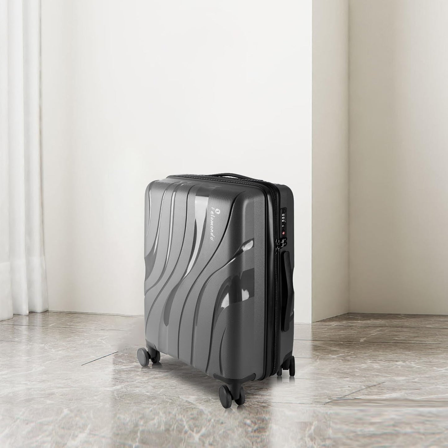 20-inch Carry-On Luggage with TSA Lock & 360° Spinner Wheels, 7.7 lbs, Scratch and Water Resistant - Ideal for Business Travel Suitcase(Gray)