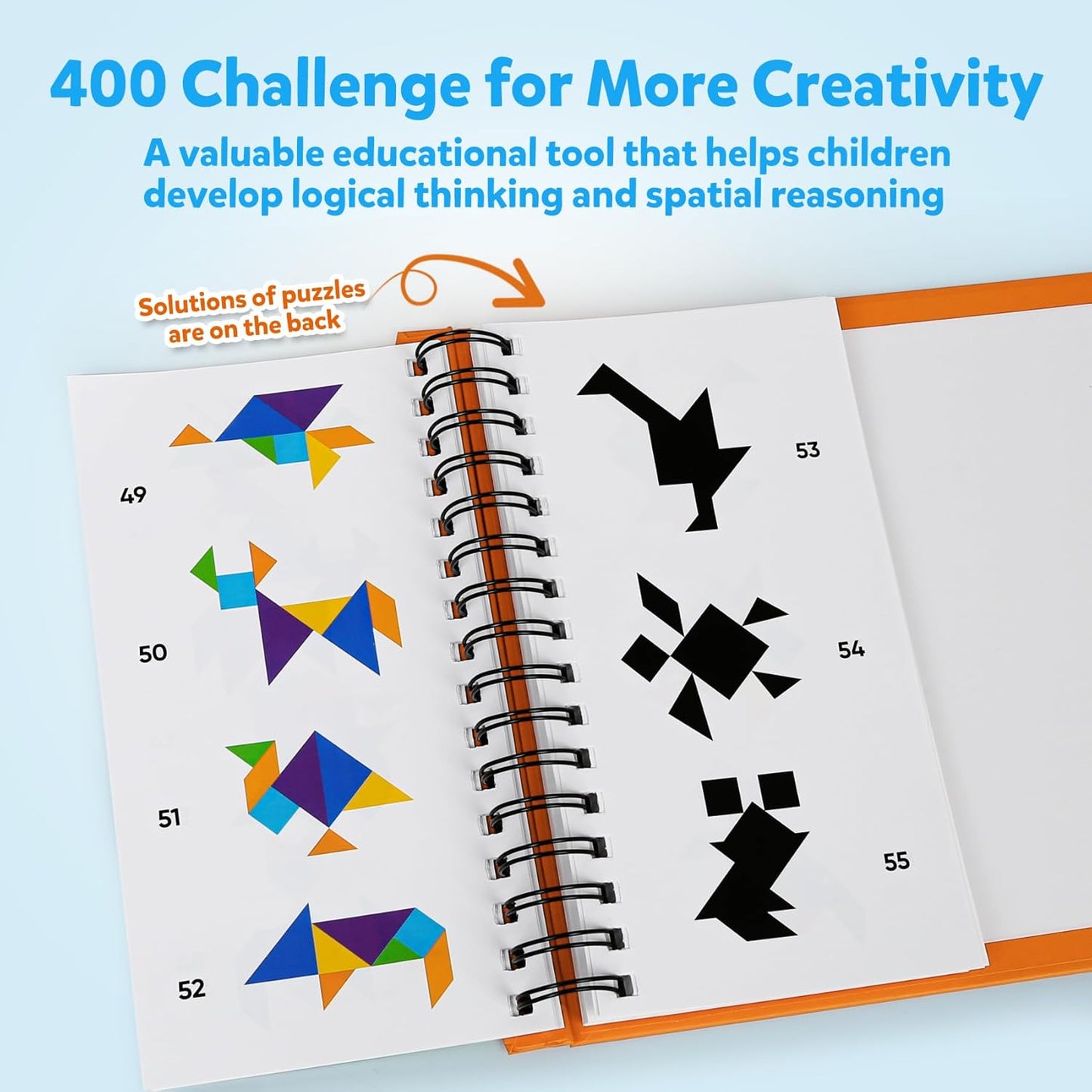 Magnetic Tangram Puzzle with 3D Building Blocks, Road Trip Essentials Travel Tangram with 400 Solution Montessori Travel Toys for Kids Magnetic Puzzles Brain Teasers for Kids Adults