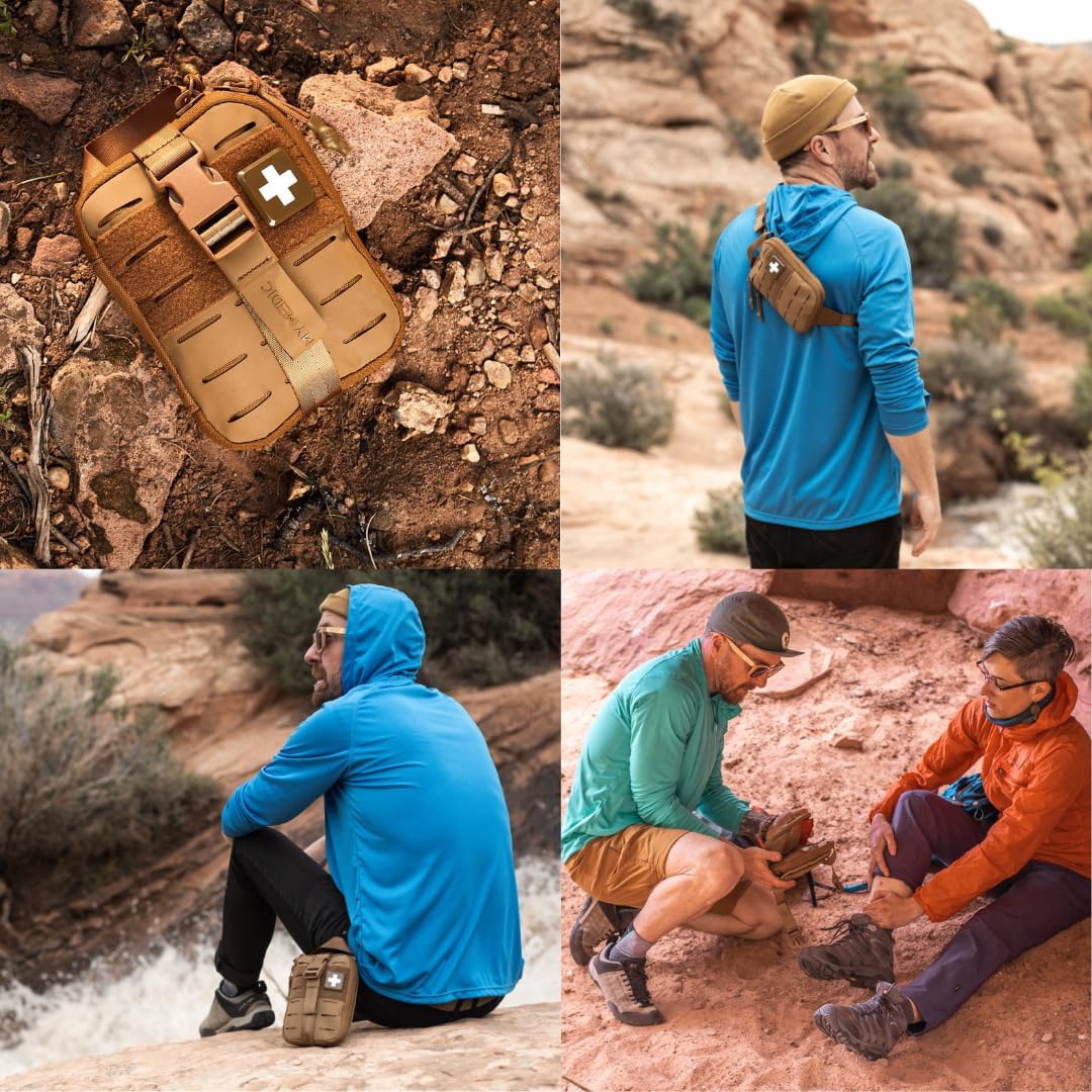 My Medic Sidekick - Camping Hiking and Backpacking First Aid Kit - 70 Items - HSA and FSA Eligible - Small Ifak Great for Travel or Motorcycle - Portable Emergency Kit – Coyote