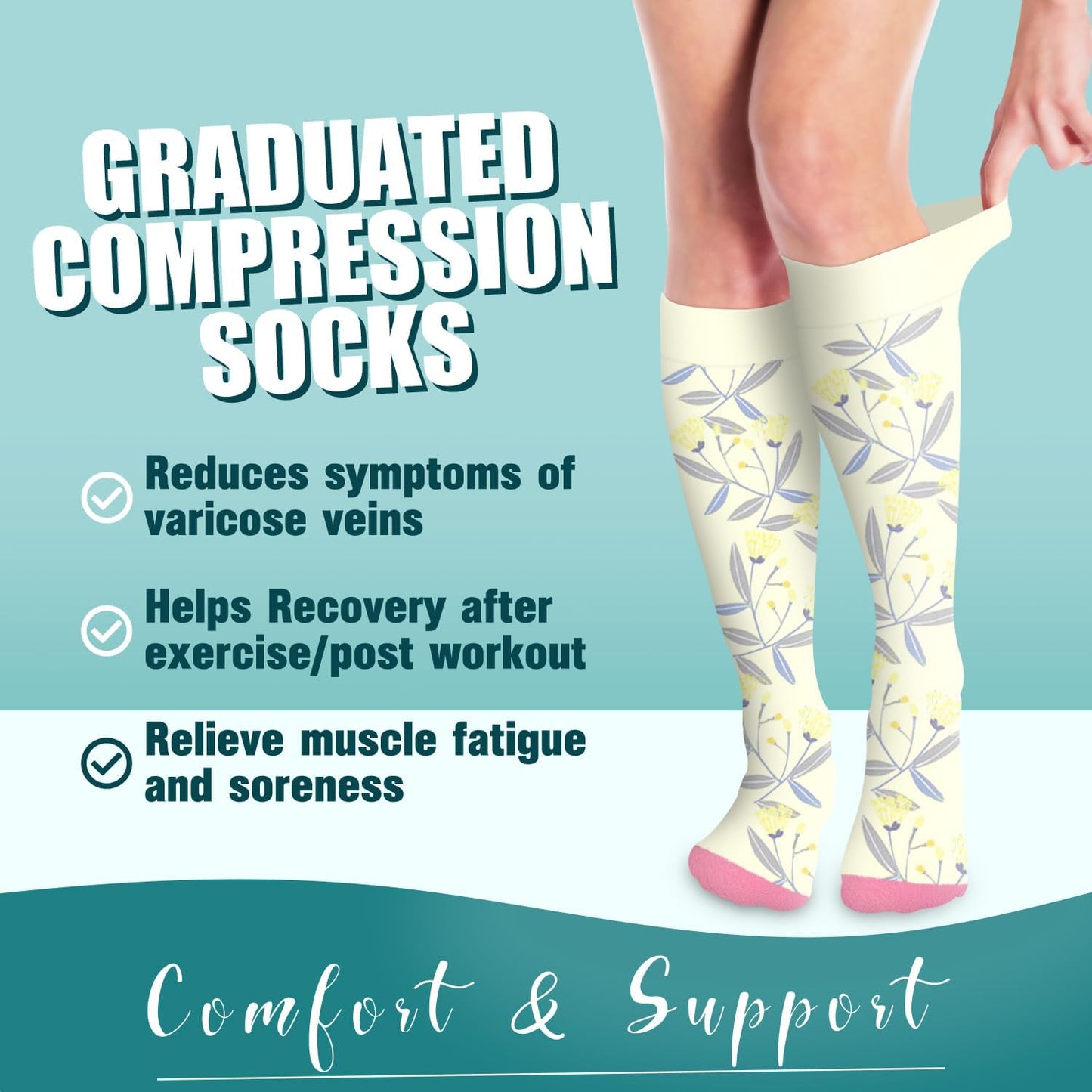 COOLOVER Compression Socks for Women and Men - Best for Circulation, Running, Athletic, Recover, Nurse, Travel