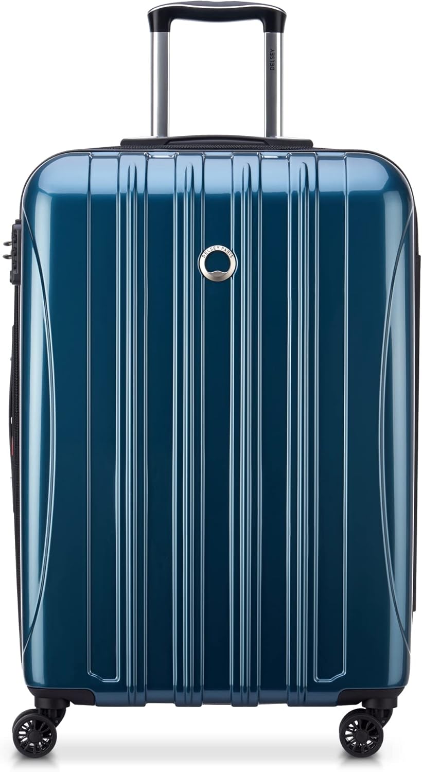 DELSEY PARIS Helium Aero Hardside Expandable Luggage with Spinner Wheels, Teal, Checked-Medium 24 Inch