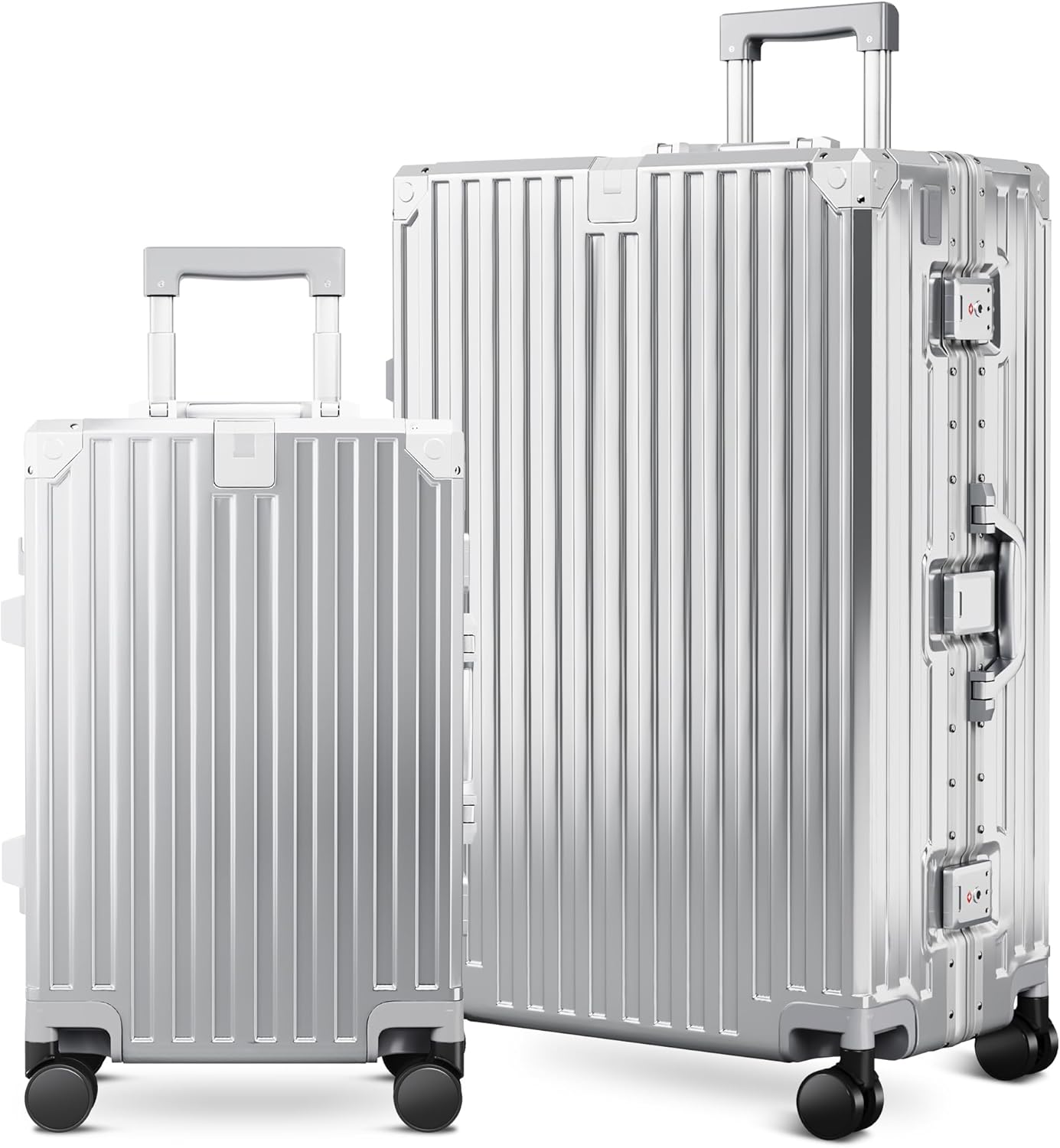 ALPHA CAMP 2 Piece Luggage Sets With Dual Layer Aluminum Frame, TSA Locks, 3-Layer PC 20" Carry-on 28" Checked Lightweight Hardside Zipperless Travel Suitcase Sets, Type-C USB Charging Port