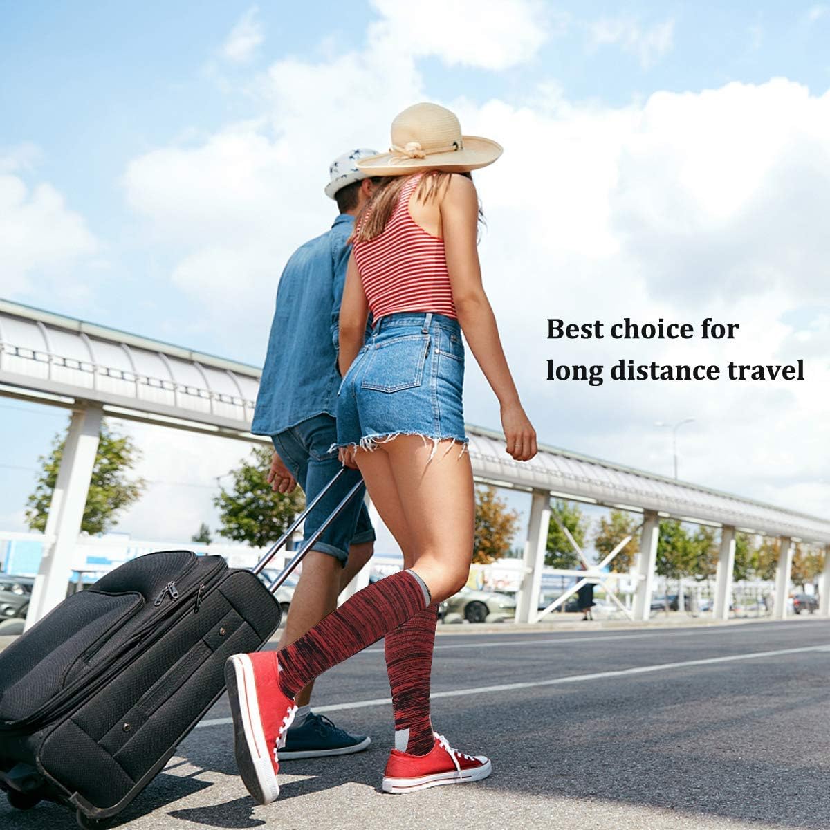 Graduated Compression Socks for Women&Men 20-30mmhg Knee High Socks Travel Hiking Running Stocking