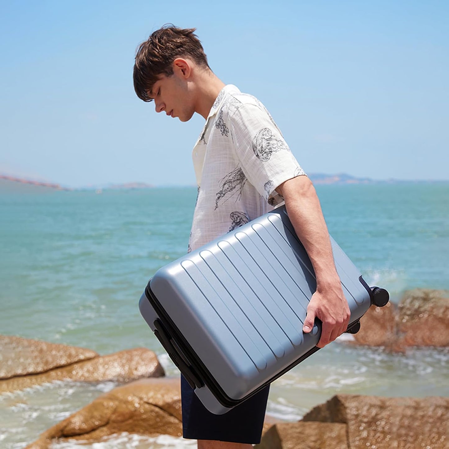 NINETYGO Carry On Luggage 22x14x9 Airline Approved, 20 Inch Luggage with Smooth Spinner Wheels, Lightweight, Hard Shell PC Suitcase Carry-On, Travel Luggage, TSA Approved (Shadow, Rhine Basic)