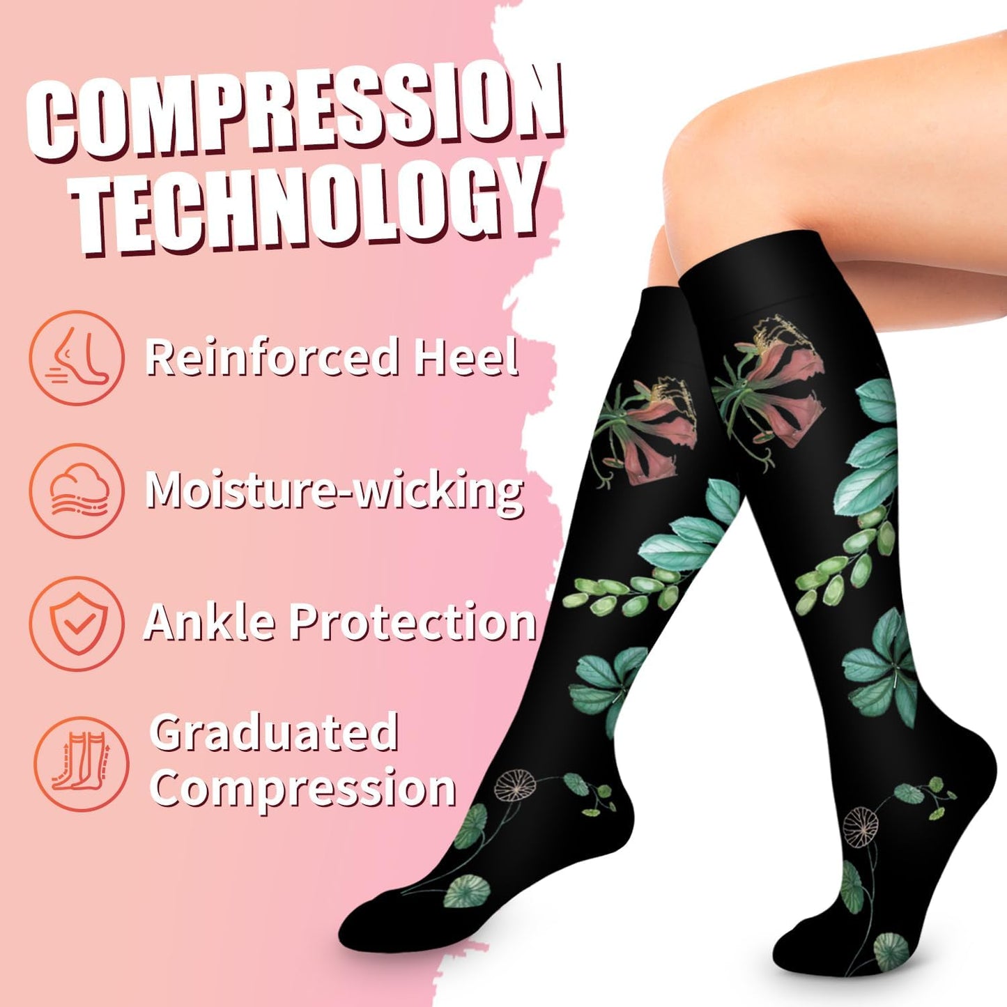 Bluemaple Compression Socks for Women & Men Circulation (6 Pairs) 15-20 mmHg is Best Support for Athletic Running Cycling