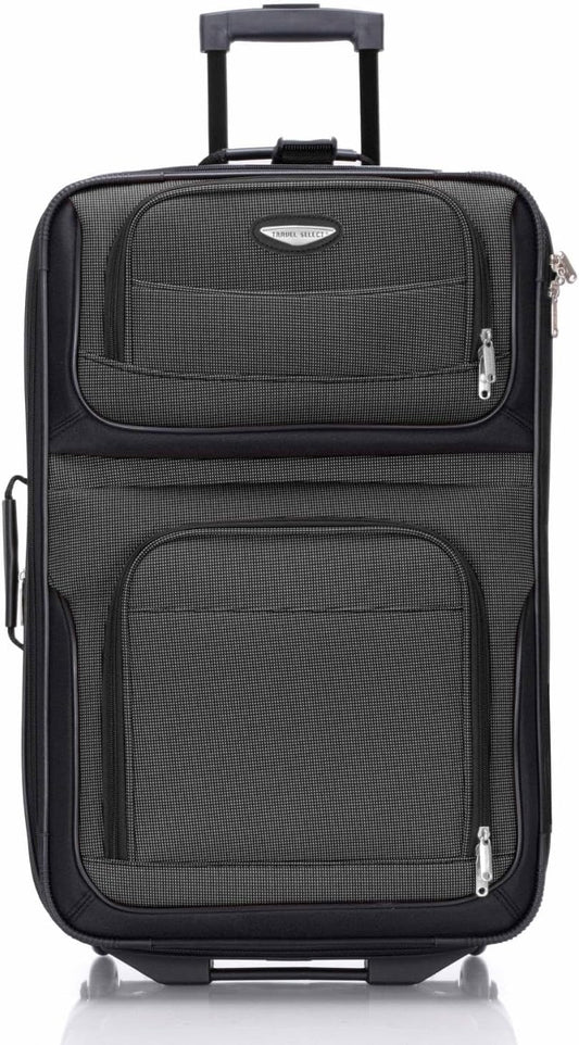 Travel Select Amsterdam 25-Inch Softside Expandable Rolling Upright Luggage, Lightweight 2-Wheel Suitcase with Push-Button Handle, Gray
