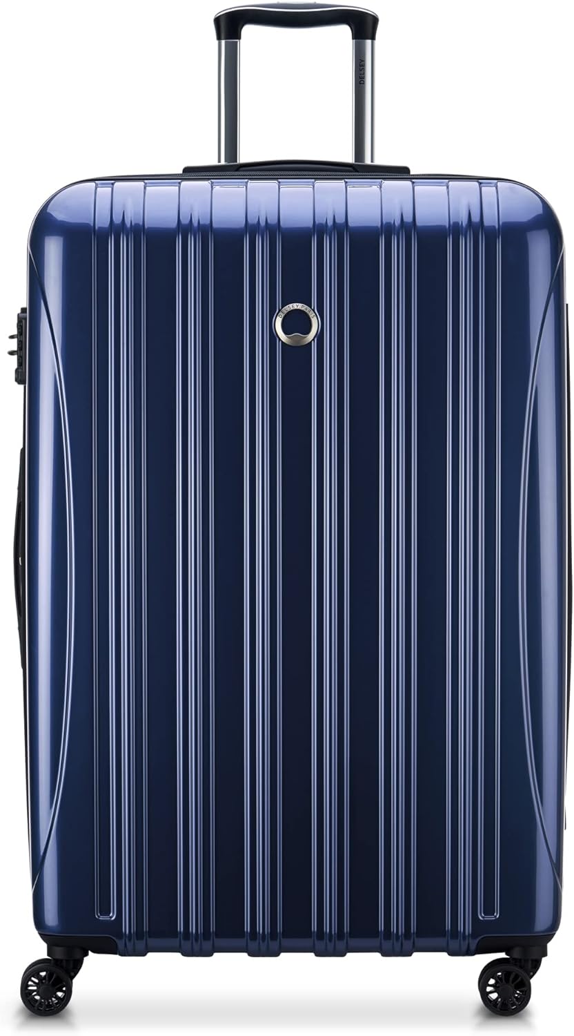 DELSEY PARIS Helium Aero Hardside Expandable Luggage with Spinner Wheels, Blue Cobalt, Checked-Large 28 Inch