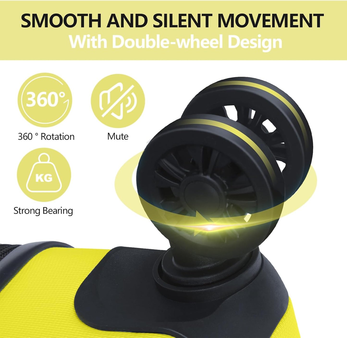 AnyZip Luggage PC ABS Hardside Lightweight Suitcase with 4 Universal Wheels TSA Lock Carry-On 20 Inch Yellow