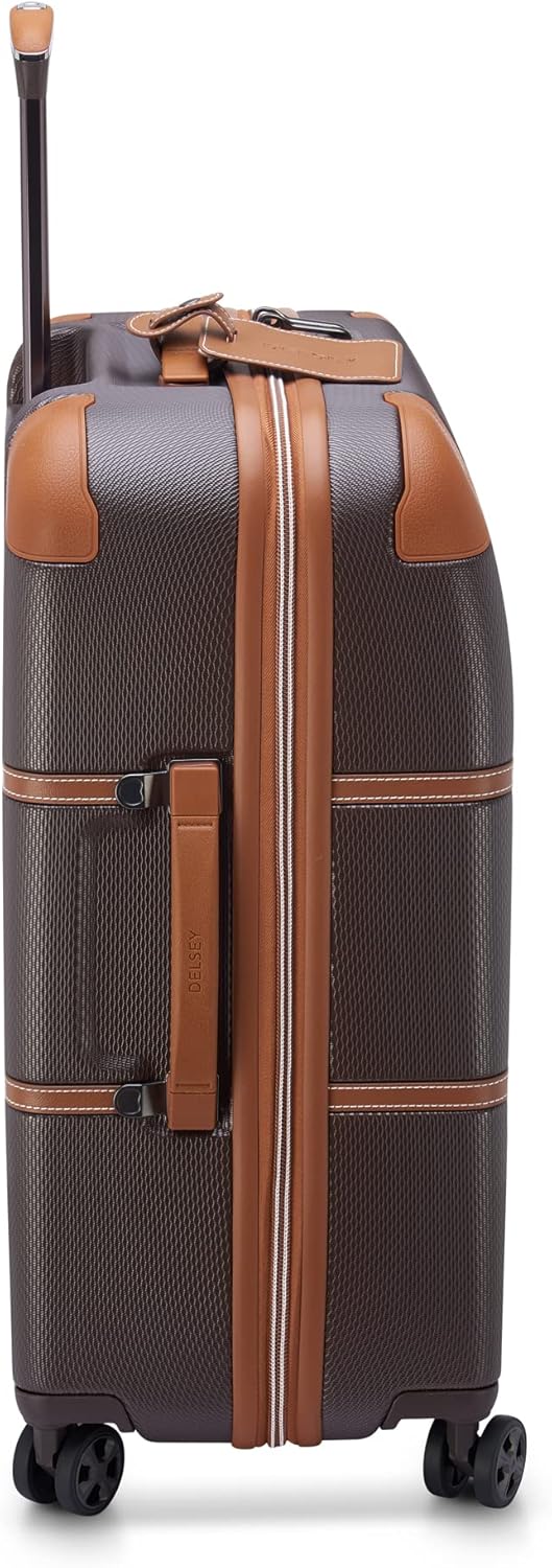DELSEY PARIS Chatelet Air 2.0 Hardside Luggage with Spinner Wheels, Chocolate Brown, Checked-Medium 24 Inch