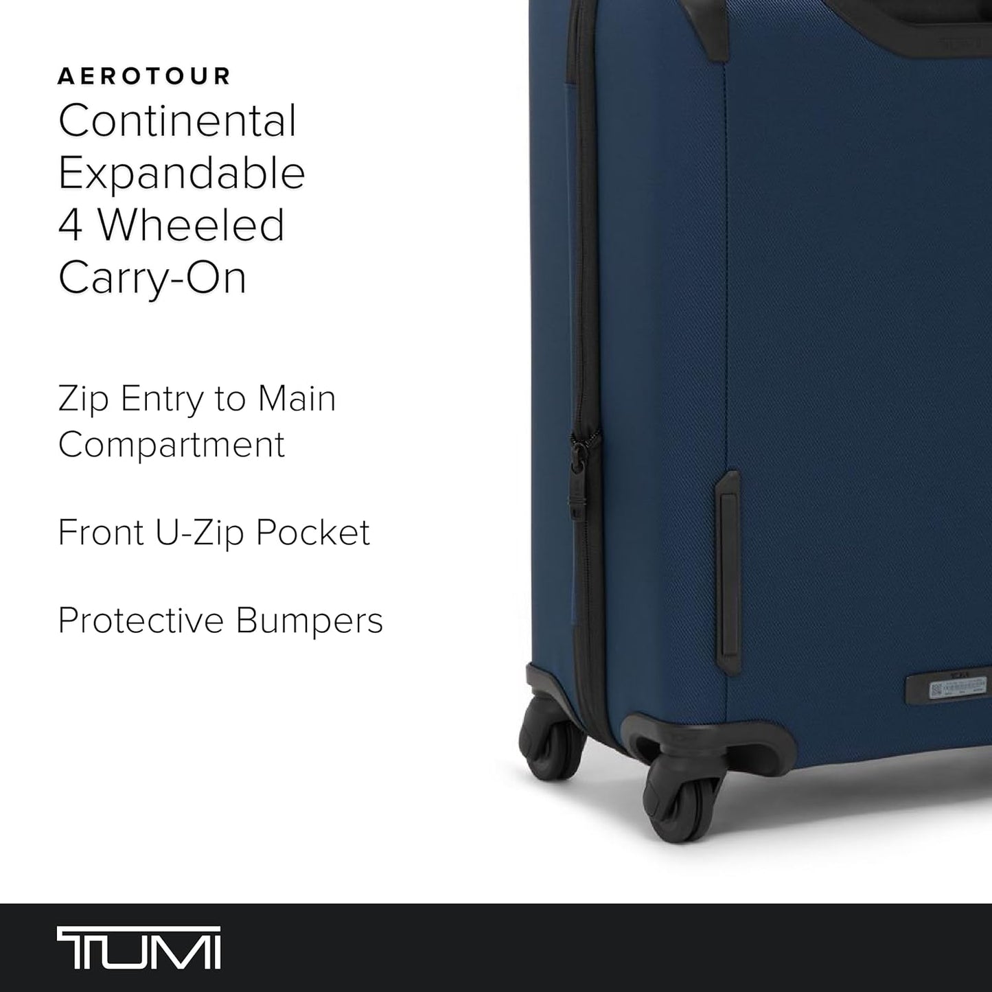 TUMI - Aerotour 4 Wheel Expandable Luggage - Men's and Women's Lightweight Business and Leisure Travel Suitcase - 21.75" Continental Expandable Carry-On, Navy