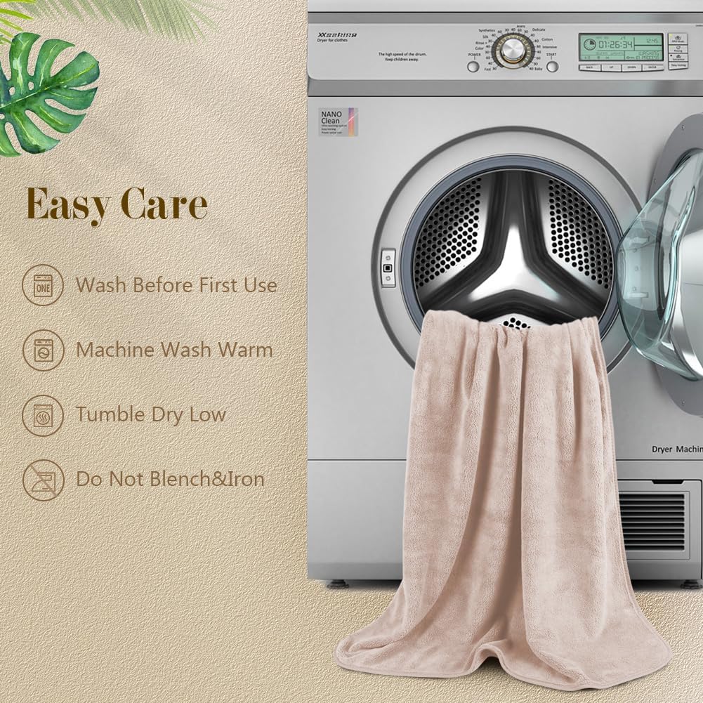 Orighty Microfiber Bath Towels Pack of 4(27'' x 54'') - Soft Feel, Highly Absorbent, Quick Drying for Body, Sport, Yoga, SPA, Fitness - Brown