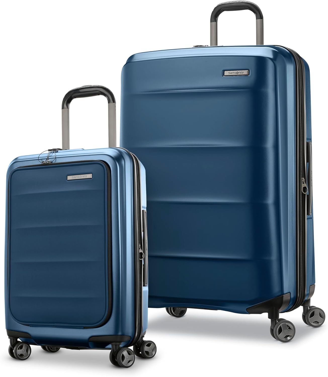 Samsonite 2 Piece Luggage Set with 21/28” Hardside Lightweight Octiv (Carry-On Pro with Front Pocket & Large Checked) Expandable, Four Spinner Wheels, Adjustable Handle, TSA Approved Lock - Blue