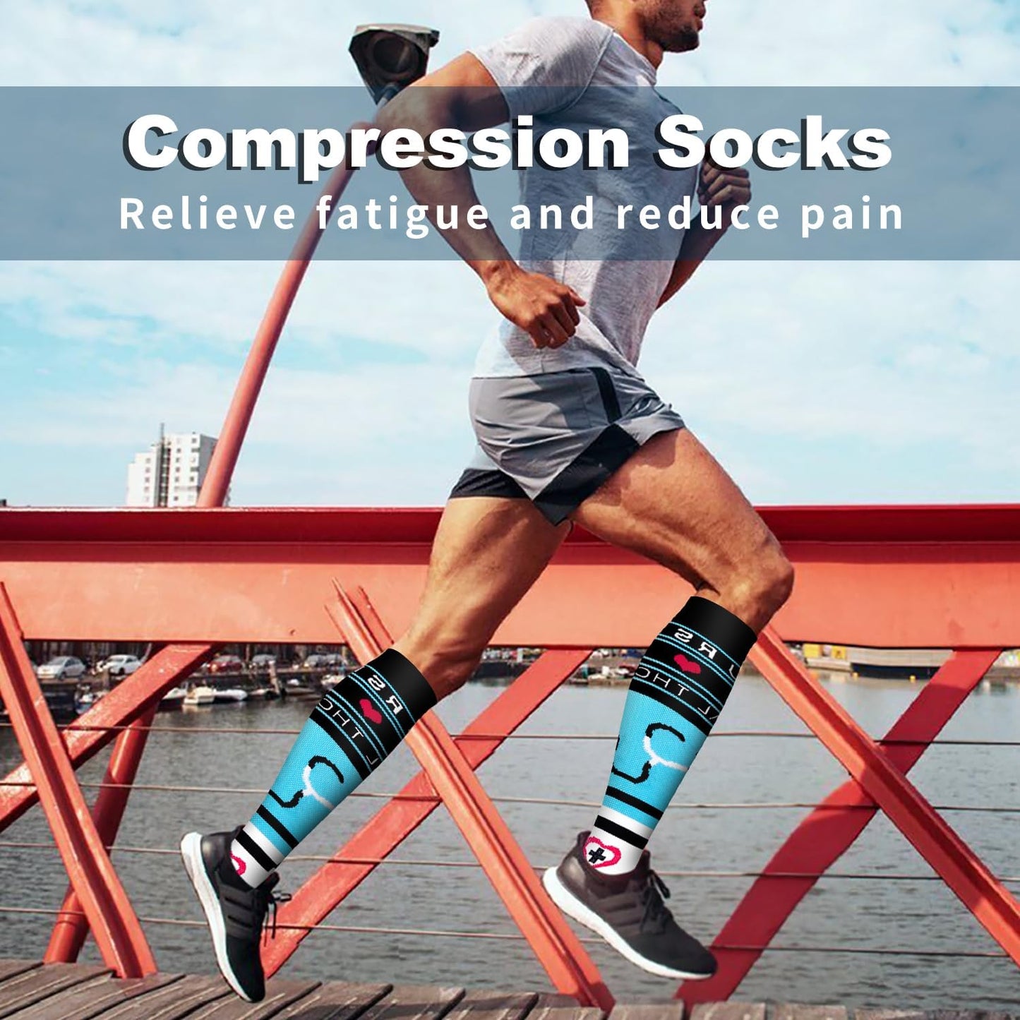 Bluemaple Compression Socks for Women & Men Circulation (6 Pairs) 15-20 mmHg is Best Support for Athletic Running Cycling