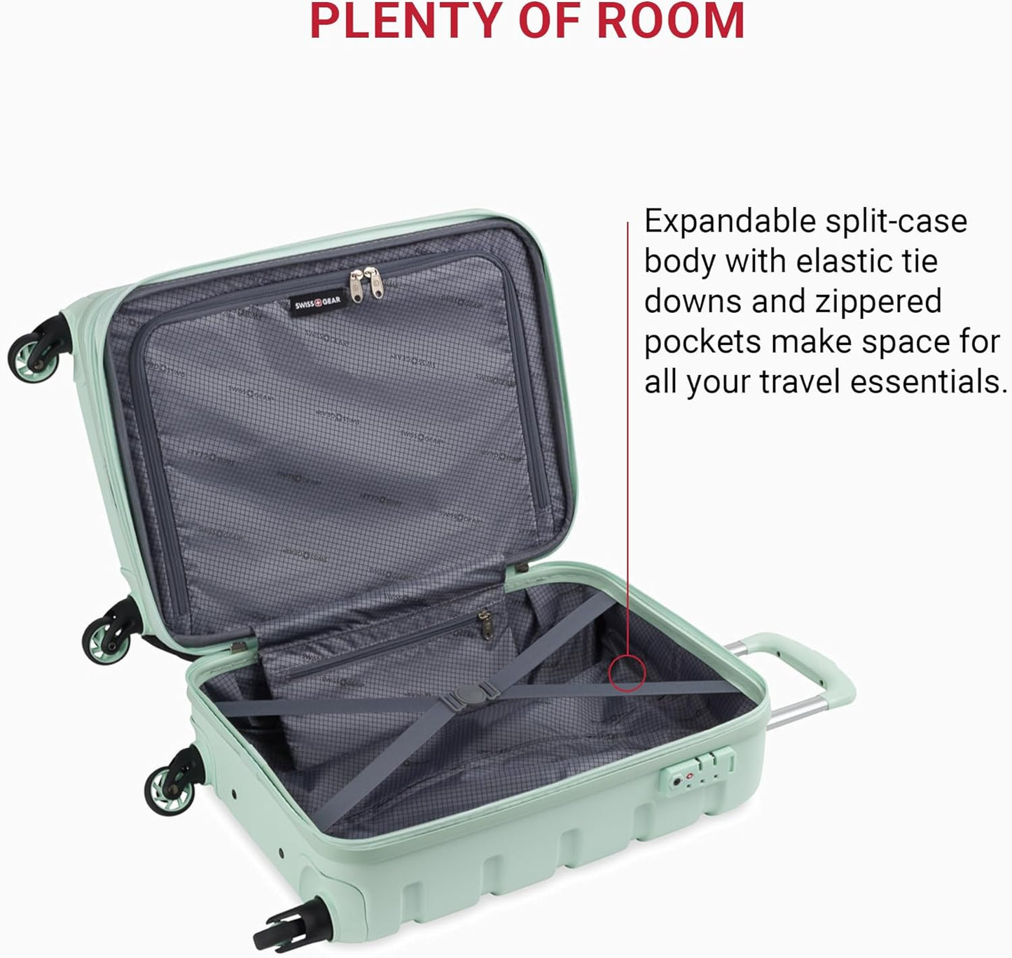 SwissGear 7366 Signature Hardside Expandable Luggage with Spinner Wheels, TSA Lock, Cup-Holder, Clearly Aqua, Carry-On 19-Inch