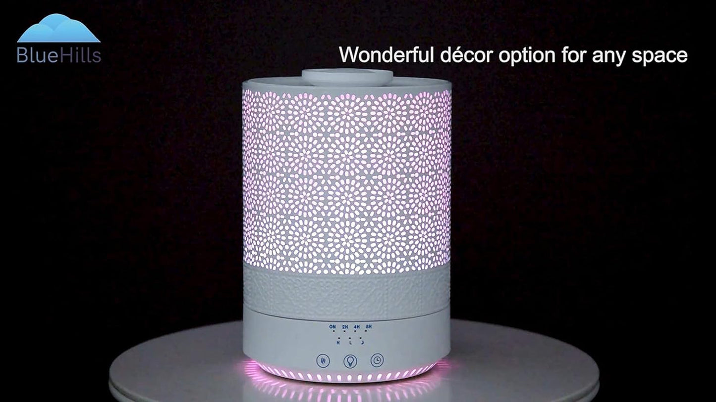 BlueHills 2500 ML XL Essential Oil Diffuser Aroma Humidifier with Timer for Large Home Decor Baby Rooms Big Huge 2.5 L Capacity Long Run Color Changing Lights Decorative Design High Mist White- F002