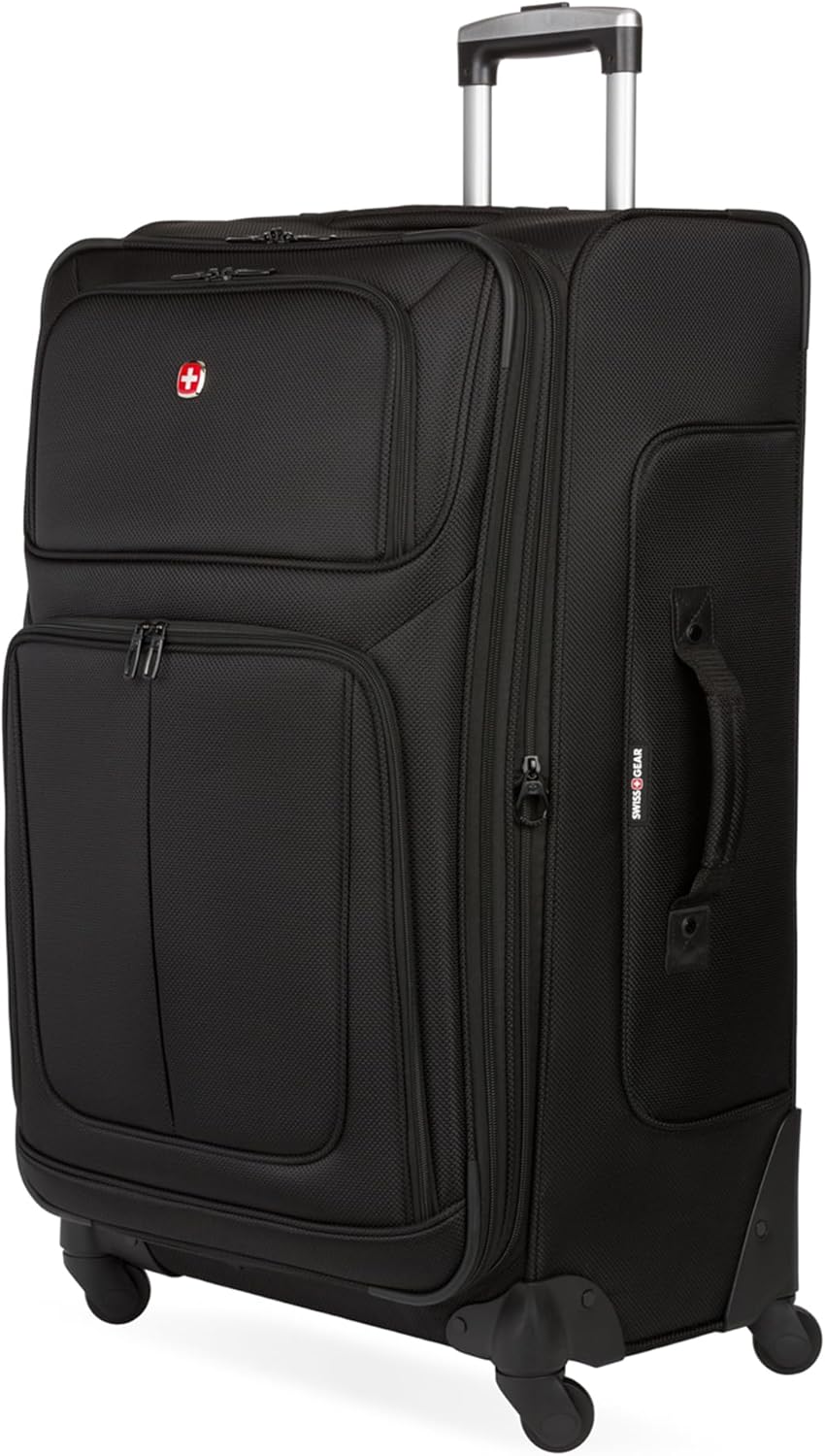 SwissGear Sion Softside Expandable Luggage, Black, Checked-Large 29-Inch