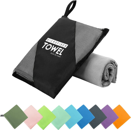 Microfiber Travel Towel, Soft Lightweight Quick Dry Towel, Super Absorbent Compact Travel & Sports & Beach Towels for Camping, Backpack, Gym, Swimming, Yoga, Hiking (XL:30"×60" -Gray)