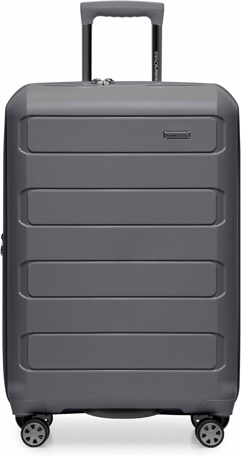 Traveler's Choice Pagosa Indestructible Hardshell Expandable Spinner Luggage, Gray, 3-Piece Set (22/26/30)