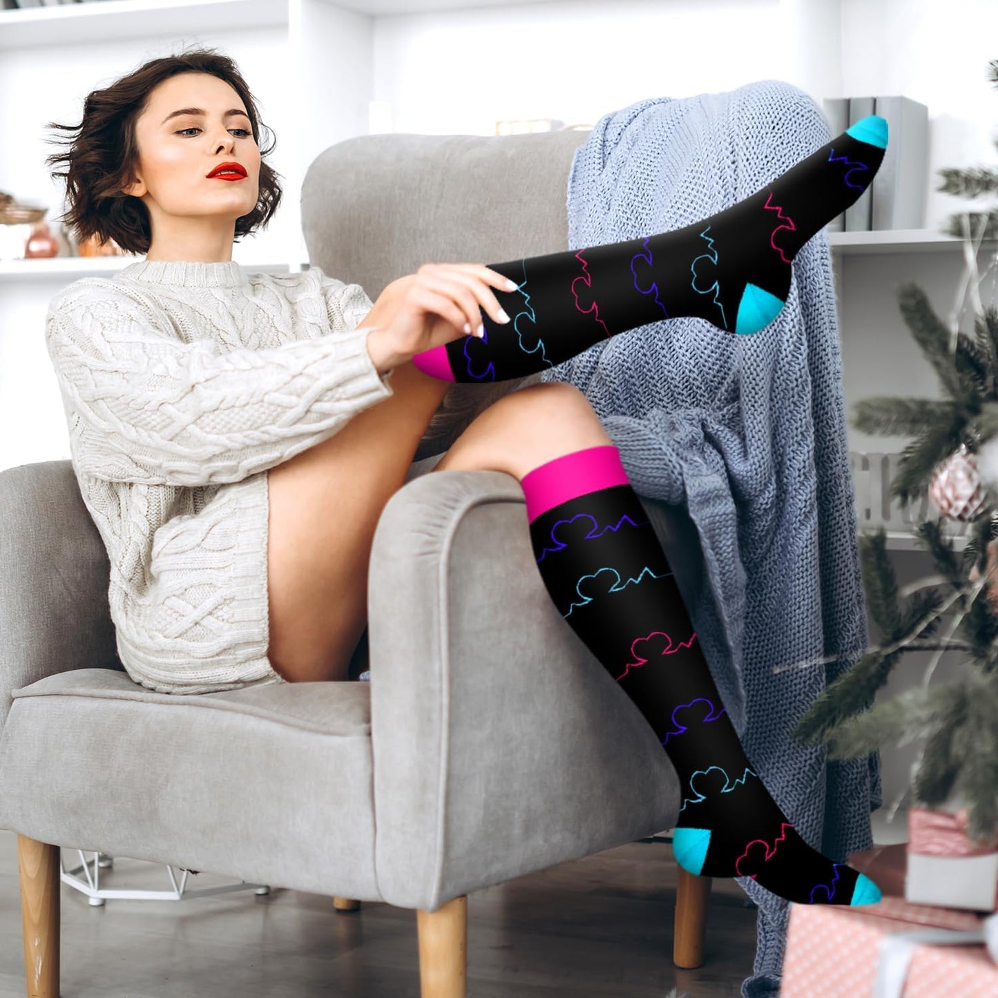 Bluemaple Compression Socks for Women & Men Circulation (6 Pairs) 15-20 mmHg is Best Support for Athletic Running Cycling