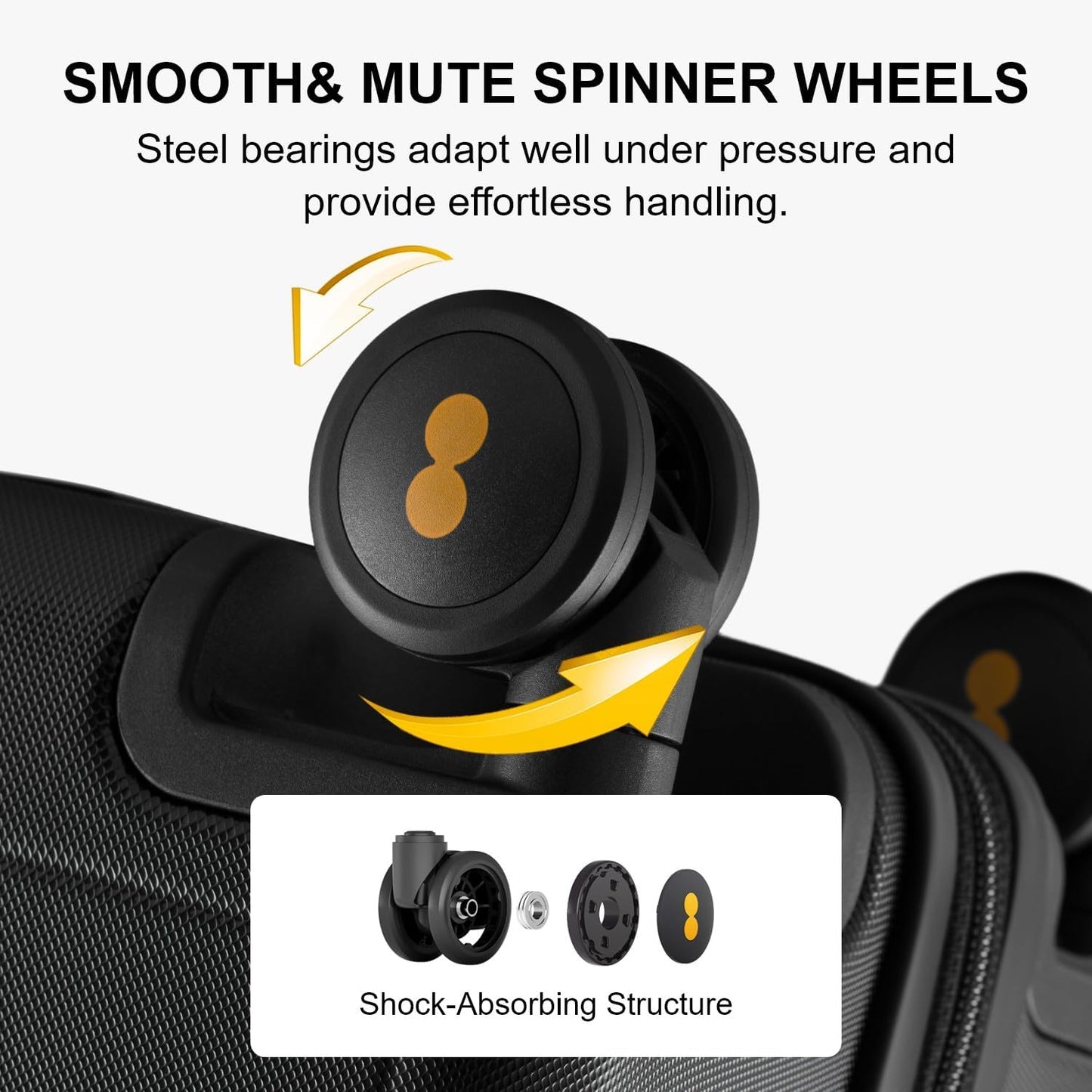 LEVEL8 Hard Shell Carry on Luggage Airline Approved, Carry-on Suitcases with Wheels, Lightweight Luminous Textured Hardside Travel Bag with Tsa Lock, 20 Inch, Black