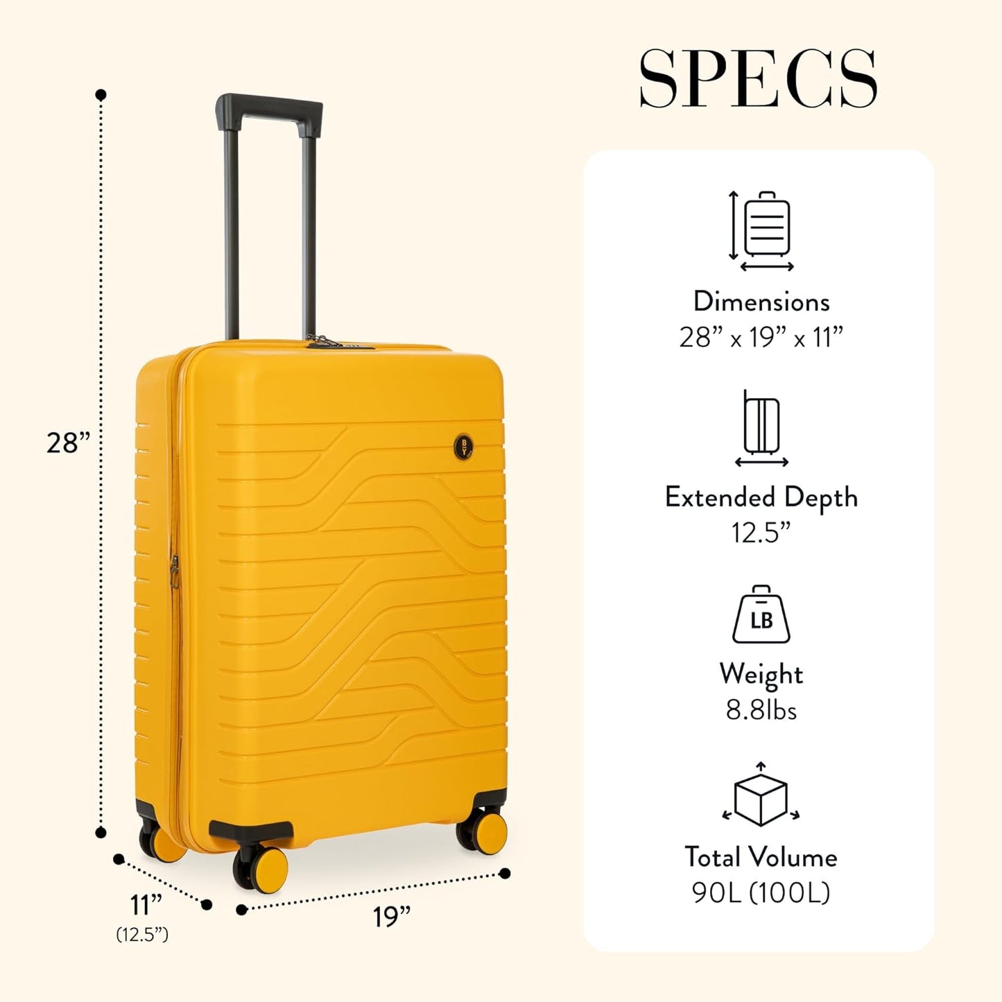 Bric's B|Y Ulisse Spinner Suitcase, Expandable Hard Shell Luggage with TSA Lock and Smooth 360° Wheels 28" – Mango