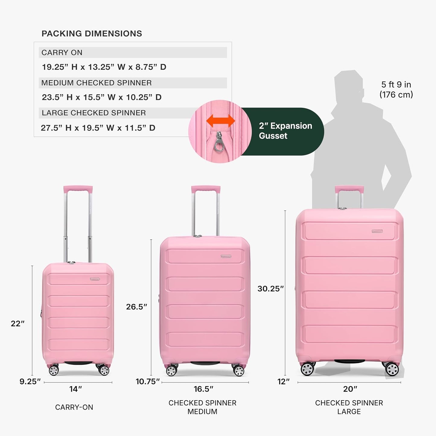 Traveler's Choice Pagosa Indestructible Hardshell Expandable Spinner Luggage, Pink, 26-Inch Medium