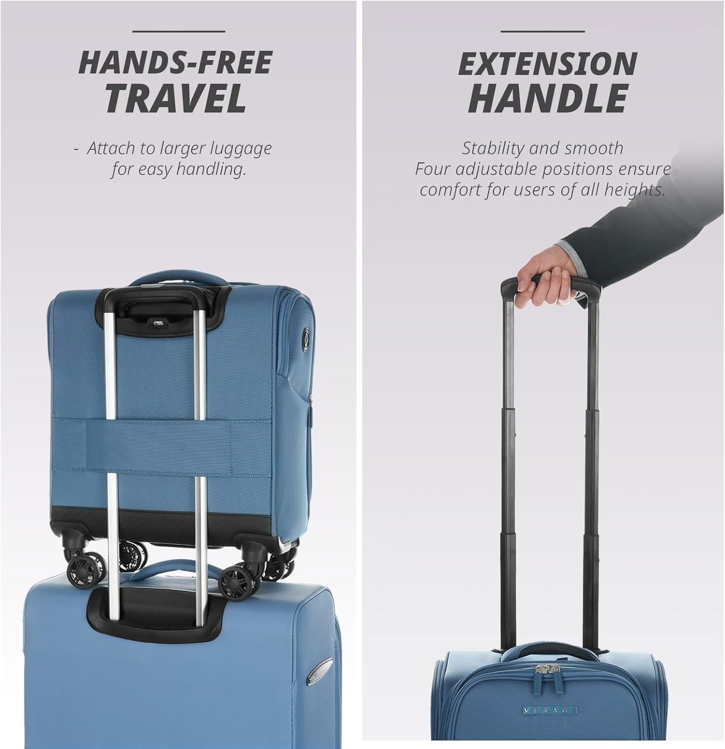 Verage Under Seat Luggage with Wheels, Softside Small Suitcase Spinner Carry On Luggage Bags for Airlines Airplanes Short Trip Men Women (Coast Blue, 14-Inch Underseat)