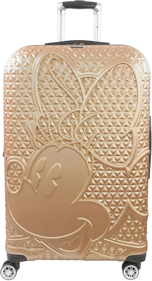 FUL Disney Rolling Luggage, Textured Hardshell Suitcase with Wheels, Minnie Mouse-Gold, 29 Inch