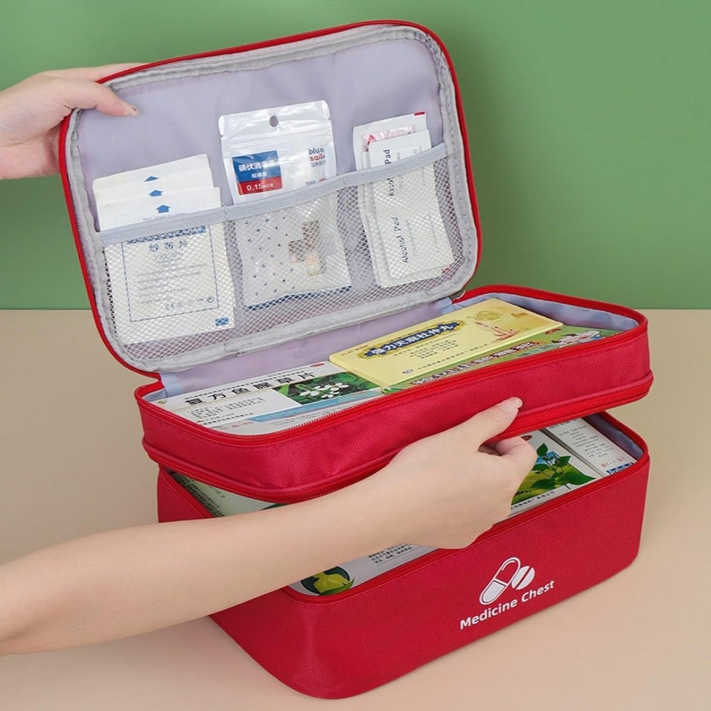 First Aid Bag Empty, First Aid Kit Storage Bag, Small Medical Bag, Medical Travel Case First Responder Emergency Storage Compact Medicine Bags for Car Home Office Kitchen Sport Outdoors (Red)