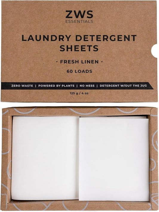 Laundry Detergent Sheets | Fresh Linen Scented Laundry Strips | Eco-Friendly, Plastic-Free Detergent for HE Machines and Everyday Use