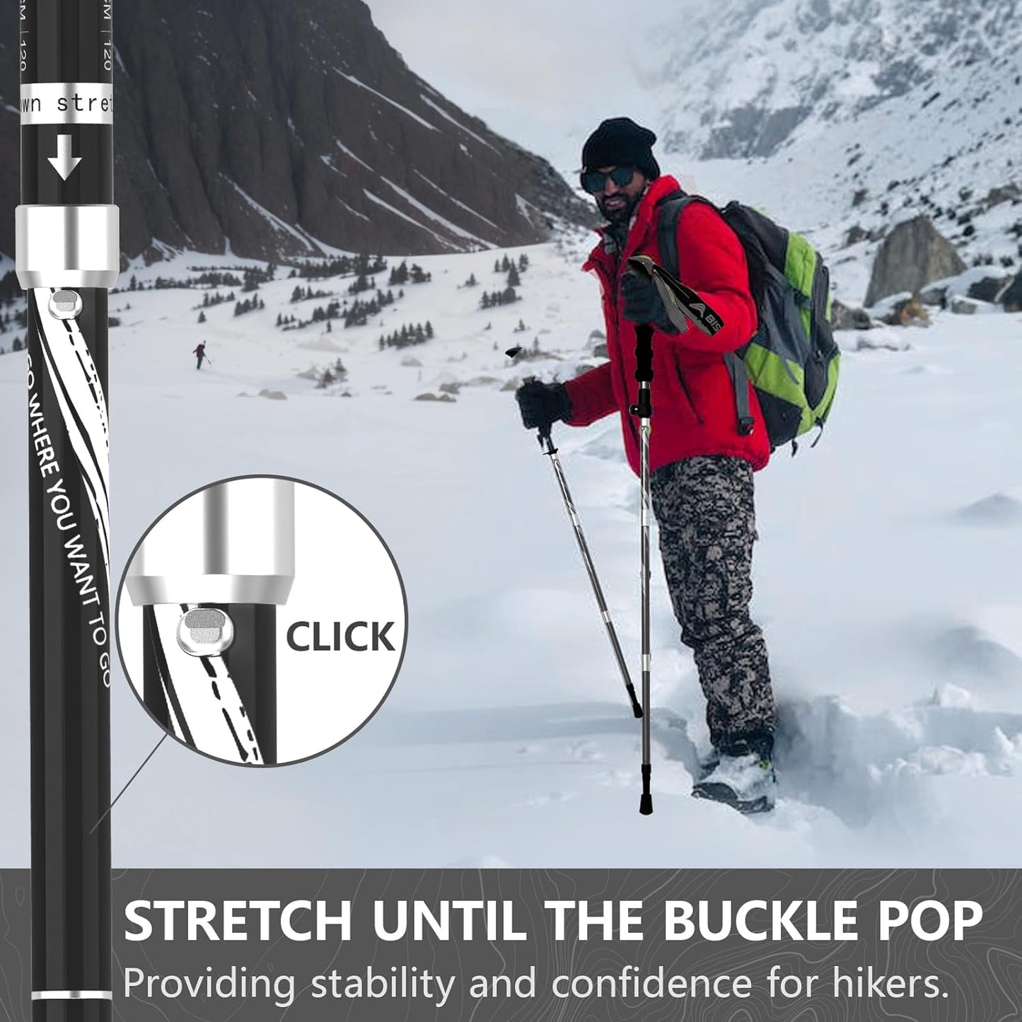 BISINNA Hiking Poles Collapsible Trekking Poles Aluminum Alloy Hiking Sticks 2 pc Lightweight Adjustable Folding Stick for Wowen Men Walking Sticks with Quick Lock System