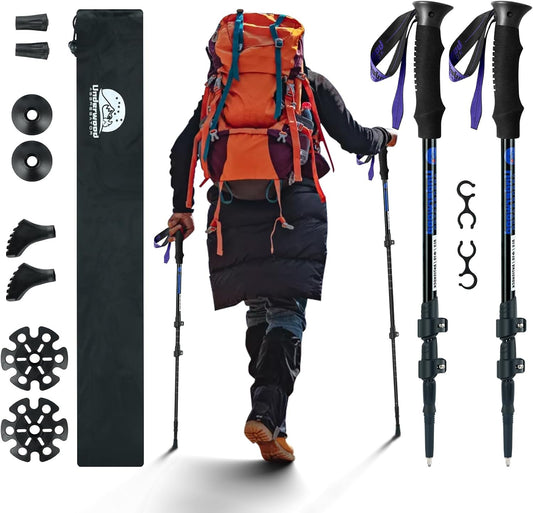 Collapsible Trekking Poles for Hiking 2 Pack - Adjustable Aluminum Hiking Poles, Lightweight Walking Sticks for Women, Men, Seniors, Kids, Trekking Sticks for Backpacking by Underwood Aggregator