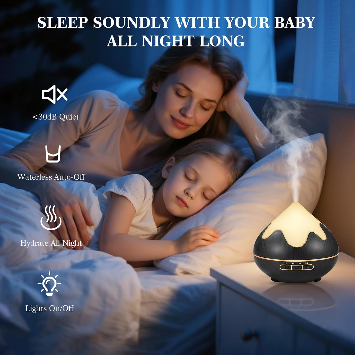 500ML Essential Oil Diffuser, Aromatherapy Diffuser with Remote Control, Multifunctional Air Diffusers for Home Office Room, Fragrance Aroma Diffuser with 7 Color LED & 2 Mist Mode, Black