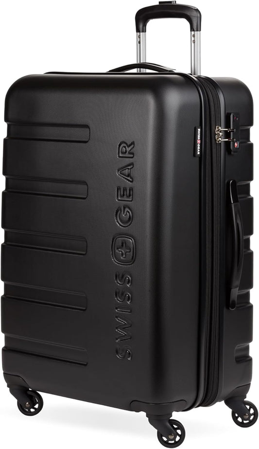 SwissGear 7366 Signature Hardside Expandable Luggage with Spinner Wheels, TSA Lock, Black, Checked-Medium 23-Inch