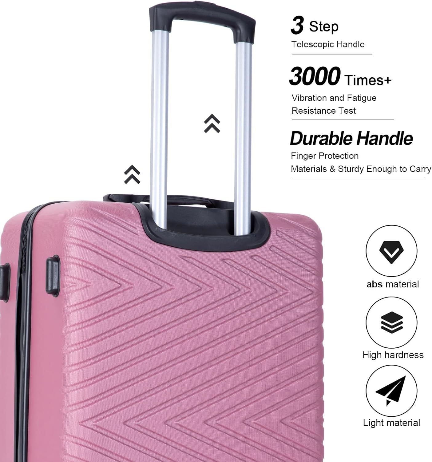 4-Piece Hardside Luggage Set with TSA Lock, Lightweight ABS Suitcases With Spinner Wheel, 16/20/24/28 inch, Pink