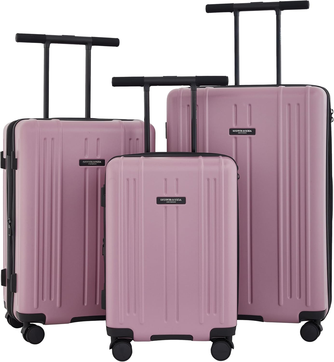 Scotch & Soda Eindhoven Wing-On Expandable Luggage, Cadillac Pink, 3 Piece Set