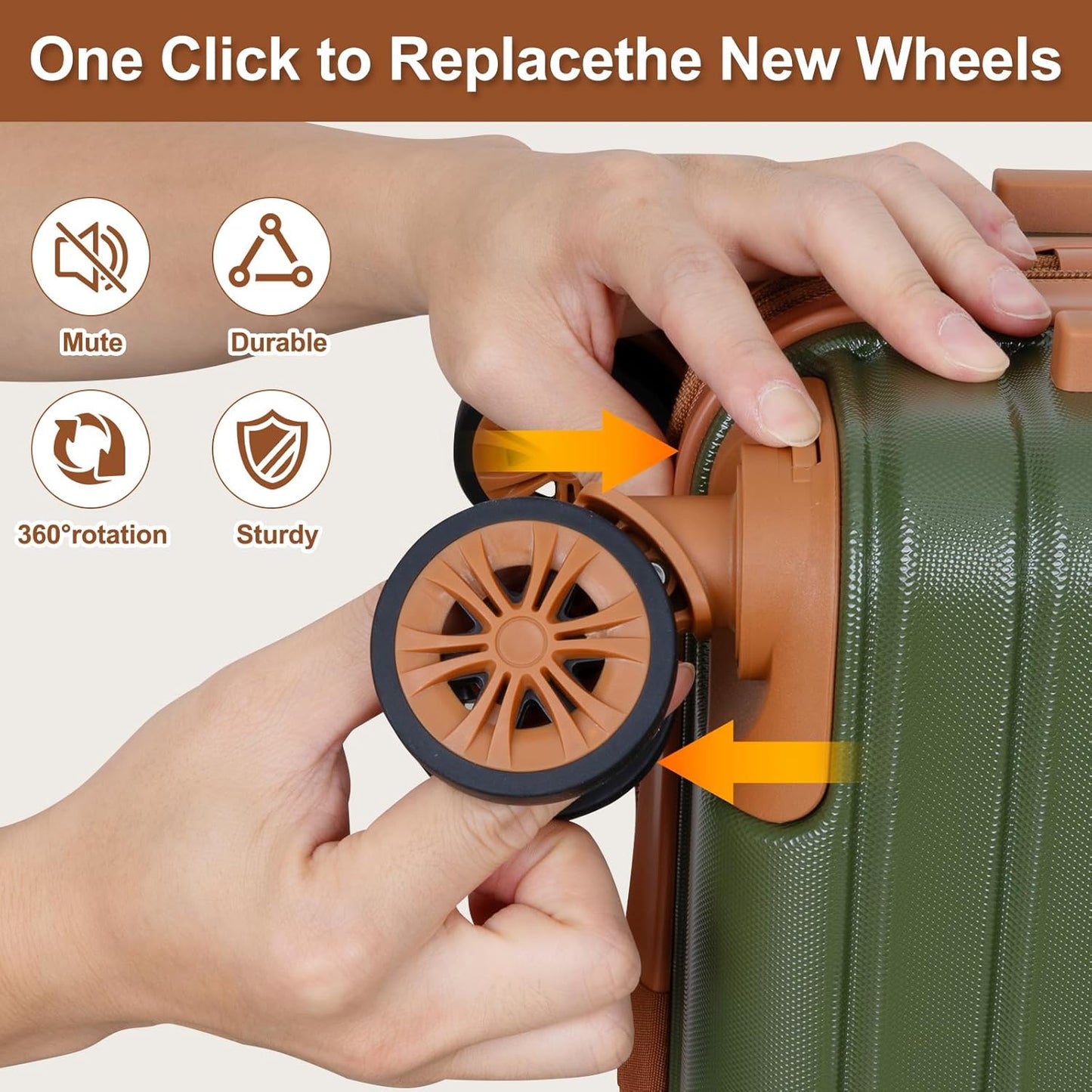 Romswi Expandable 20" Carry On Luggage,Hardshell Suitcase with Double Spinner Wheels for 20% More Space, Airline Approved Lightweight Hardside Luggage, Scratch-Resistant & YKK Zipper,Green