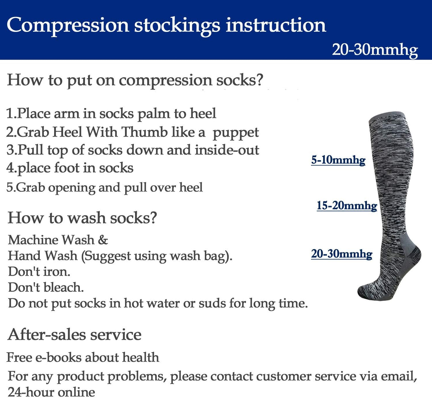 Graduated Compression Socks for Women&Men 20-30mmhg Knee High Socks Travel Hiking Running Stocking