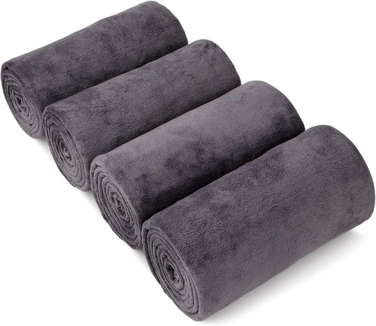 Orighty Bath Towel Pack of 4 - Soft Feel Grey Bath Towel Sets, Highly Absorbent Microfiber Towels for Body, Quick Drying, Microfiber Towels for Sport, Yoga, SPA, Fitness, (27’’ x 54’’)