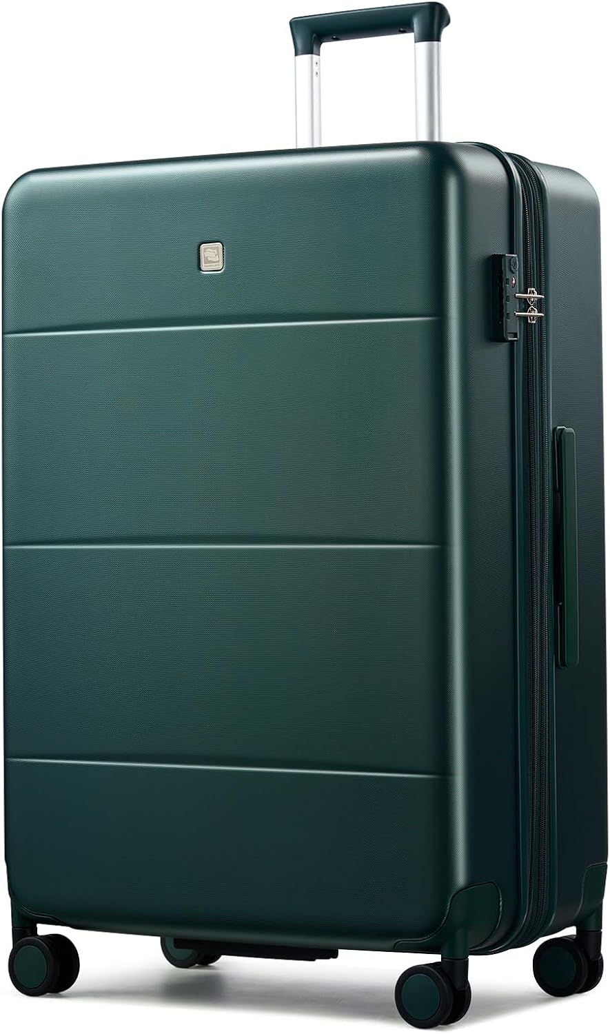 Hanke Expandable 28 Inch Luggage with Spinner Wheels, Hardside Large Suitcase, All-PC Hard Shell Checked Luggage, TSA Lock, Durable Checked-Large (Blackish Green, 114L)